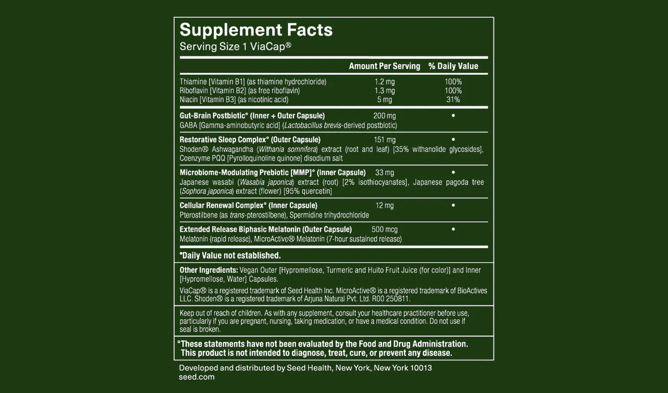 Supplement facts label on a green background