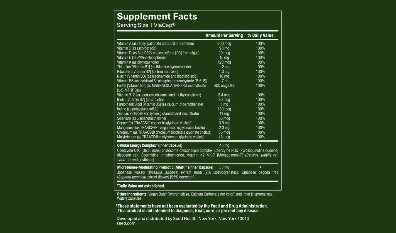 Supplement facts label on a green background