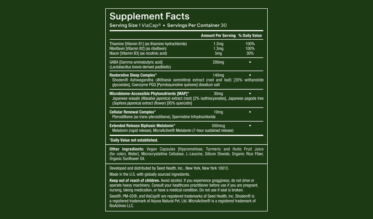 PM-02 Supplement Facts